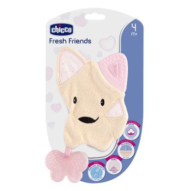 Chicco, jucarie dentitie cu mascota, roz, 4 luni+