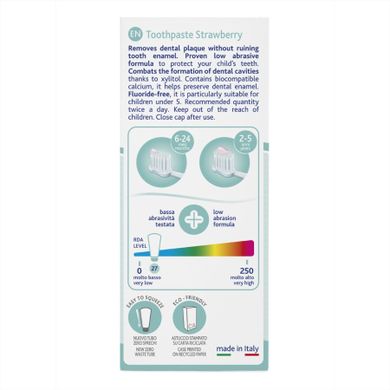 Chicco, pasta de dinti fara fluor, capsuni, 12 luni+, 50 ml