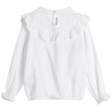 Cool Club, Bluza alba cu maneca lunga pentru fete, cu volanase