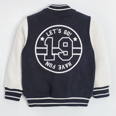Cool Club, Bluza cu capse pentru baieti, alb-bleumarin, imprimeu Major league team