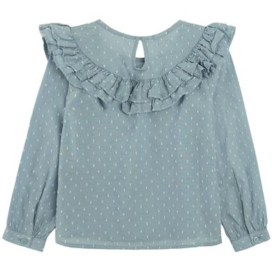 Cool Club, Bluza cu maneca lunga pentru fete, albastru deschis, cu volane