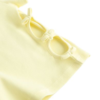 Cool Club, Bluza cu maneca scurta pentru fete, din tricot striat, galben