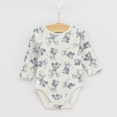Cool Club, Body cu maneca lunga pentru baieti, bumbac organic, mix de culori, imprimeu Mickey Mouse, set 3 buc.