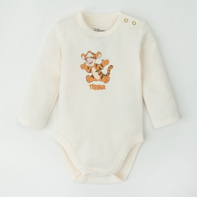 Cool Club, Body cu maneca lunga pentru baieti, gri, galben, ecru, imprimeu Winnie the Pooh, set, 3 buc.
