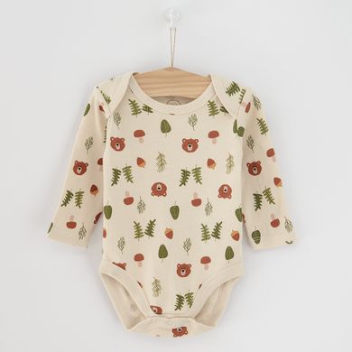 Cool Club, Body cu maneca lunga pentru baieti, verde, ecru, imprimeu animale salbatice, set 5 buc.