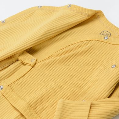 Cool Club, Body cu maneca lunga pentru bebelusi, din tricot striat, galben-mustar