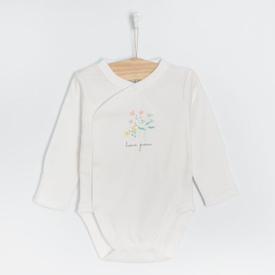 Cool Club, Body cu maneca lunga pentru fete, bumbac organic, ecru, menta verde, set 2 buc.