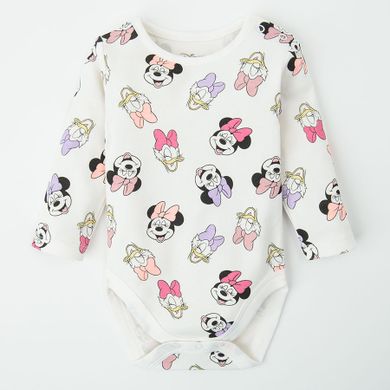 Cool Club, Body cu maneca lunga pentru fete, violet, roz, ecru, imprimeu Disney, set, 3 buc.