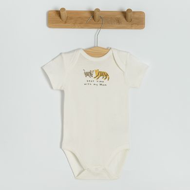 Cool Club, Body cu maneca scurta pentru bebelusi, bej, ecru, set 3 buc.