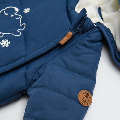 Cool Club, Combinezon de iarna cu gluga pentru bebelusi, culoare bleumarin, imprimeu Winnie the Pooh