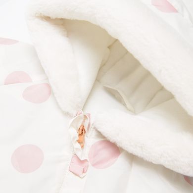 Cool Club, Combinezon de iarna cu gluga pentru fete, ecru in buline, imprimeu Minnie Mouse