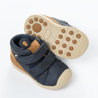 Cool Club, Ghete pentru baieti, bleumarin, model ursulet, brant din piele, talpa Bio-Fit