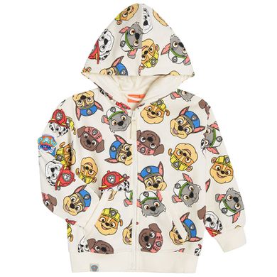 Cool Club, Hanorac cu fermoar pentru baieti, ecru, imprimeu Paw Patrol