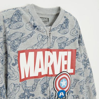Cool Club, Pijama-salopeta pentru baieti, gri, imprimeu Marvel Super Heroes