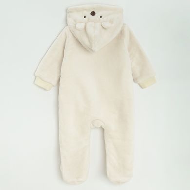 Cool Club, Pijama tip salopeta cu gluga pentru bebelusi, ecru