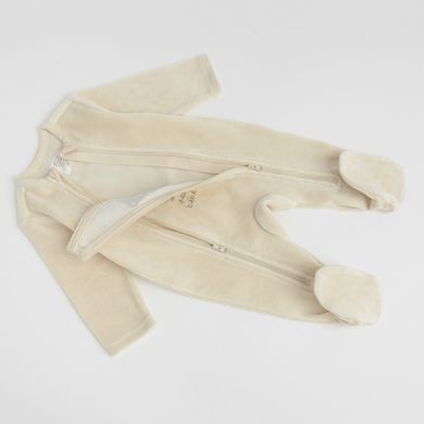 Cool Club, Pijama tip salopeta pentru bebelusi, bumbac organic, bej