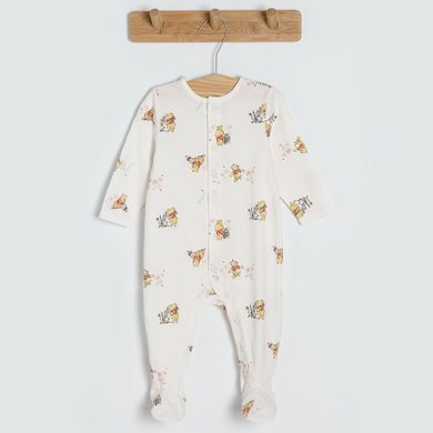 Cool Club, Pijama tip salopeta pentru fete, alb, roz, galben, imprimeu Winnie the Pooh, set, 3 buc.