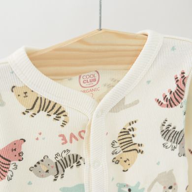 Cool Club, Pijama tip salopeta pentru fete, bumbac organic, mix de culori, imprimeu animalute, set 2 buc.