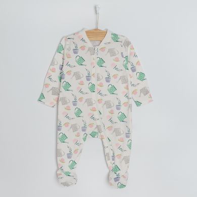 Cool Club, Pijama tip salopeta pentru fete, ecru, violet, set 2 buc.