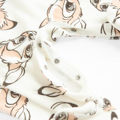 Cool Club, Pijama tip salopeta pentru fete, velur, ecru, imprimeu Bambi