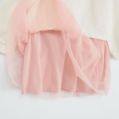 Cool Club, Rochie cu maneca lunga pentru fete, oversize, bej-roz