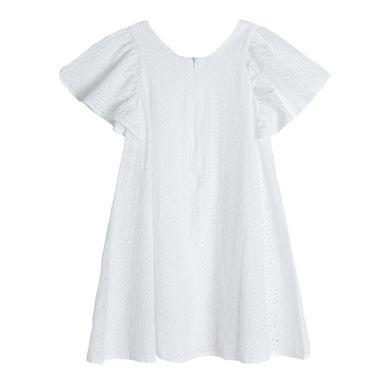 Cool Club, Rochie cu maneca scurta pentru fete, alb, broderie englezeasca