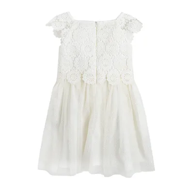 Cool Club, Rochie cu maneci scurte pentru fete, alba, dantela