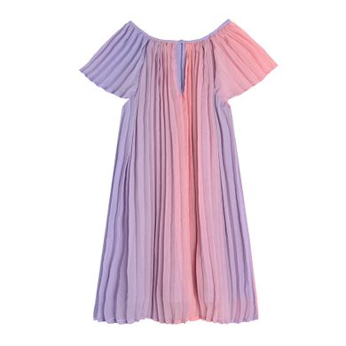 Cool Club, Rochie plisata cu maneca scurta pentru fete, mov-roz
