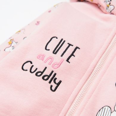 Cool Club, Salopeta cu gluga din bumbac organic pentru fete, culoare roz, imprimeu Snoopy