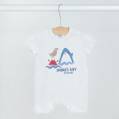 Cool Club, Salopeta rompers pentru baieti, ecru, albastru, set, 2 buc.