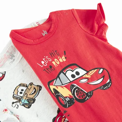 Cool Club, Salopeta rompers pentru baieti, mix, imprimeu Cars, set, 2 buc.