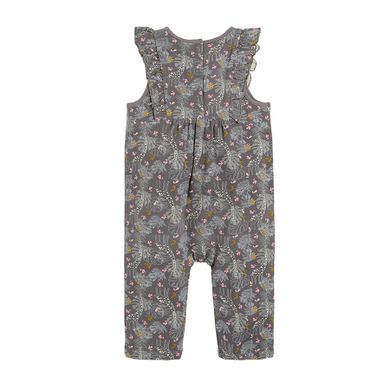 Cool Club, Salopeta Rompers pentru fete, bumbac organic, negru-grafit, imprimeu girafe