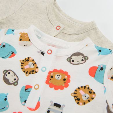 Cool Club, Salopete rompers din bumbac organic pentru bebelusi, mix de culori, imprimeu Fisher-Price, set 2 buc.