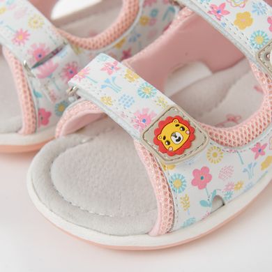 Cool Club, Sandale pentru fete, alb-roz, imprimeu flori, brant din piele, Fisher-Price