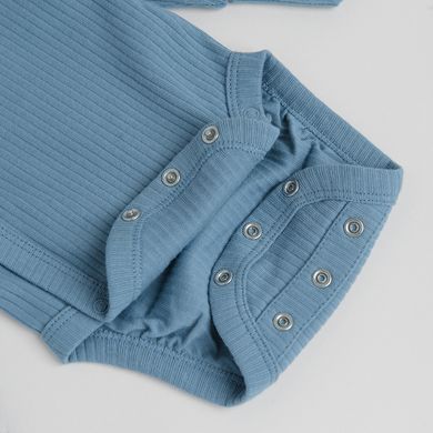 Cool Club, Set pentru baieti, Body cu maneca lunga, Pantaloni cu botosei, din tricot striat, albastru