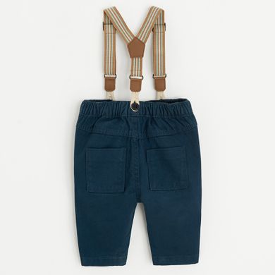 Cool Club, Set pentru baieti, Pantaloni din textil, Bretele, maro-bleumarin