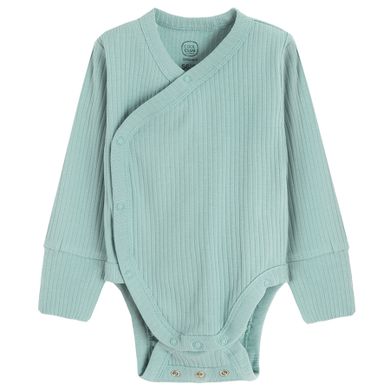 Cool Club, Set pentru bebelusi, Body cu maneca lunga, Pantaloni fara botosei, bumbac organic, turcoaz