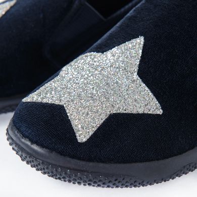 Cool Club, Tenisi tip slip on pentru fete, velur, albastru inchis, imprimeu stele