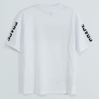 Cool Club, Tricou pentru baieti, oversize, alb, imprimeu NASA