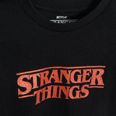 Cool Club, Tricou pentru fete, negru, imprimeu Stranger Things