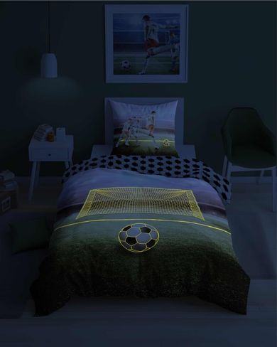 Football, set lenjerie de pat single, fluo, 140-200 cm
