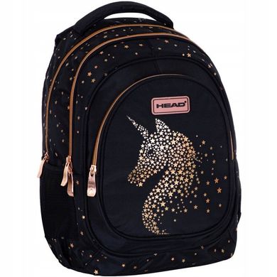 Head, Golden Effect, rucsac pentru scoala, cu 3 compartimente, Classy Gold