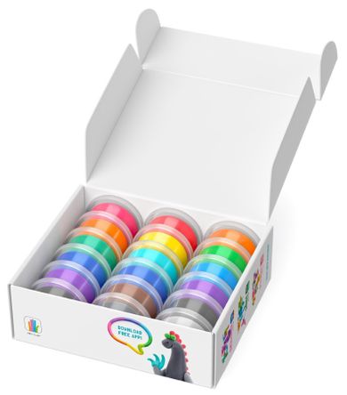 Hey Clay, Mega Dinos, set creativ, 18 cutii de plastilina