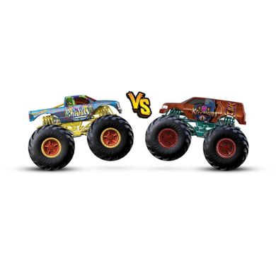 Hot Wheels, Monster Trucks, Demolition Doubles, Raijyu vs Koum, set cu 2 masinute