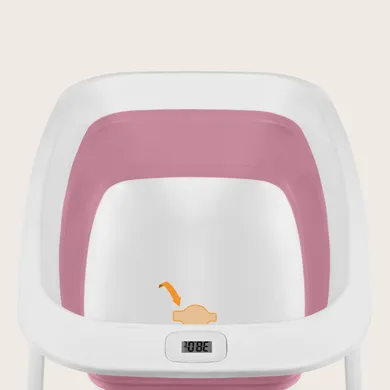 Lionelo, Baby Bubble, cadita de baie pliabila cu termometru, Pink Magnolia