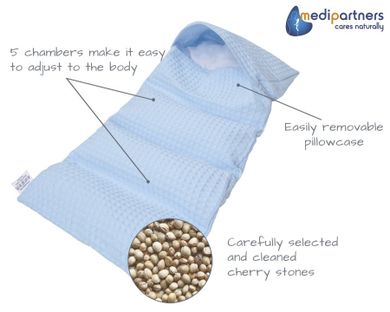 Medi Partners, perna termica cu samburi de visine, 5 compartimente, albastru, 20-60 cm