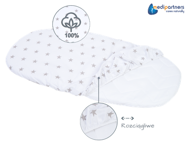 Medi Partners, Stars, cearceaf cu elastic pentru carucior, alb