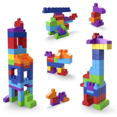 Mega Bloks, gentuta cuburi, albastru, set de constructie, 80 piese