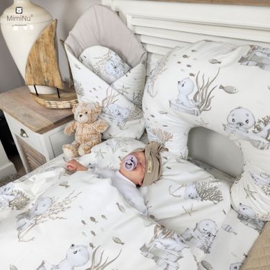 MimiNu, Sigilii, set lenjerie de pat single, 120-90 cm, bej