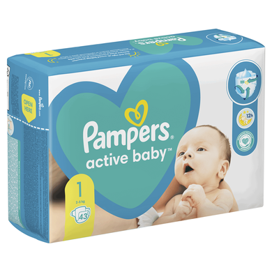 Pampers Active Baby, scutece marimea 1, 2-5 kg, 43 buc.